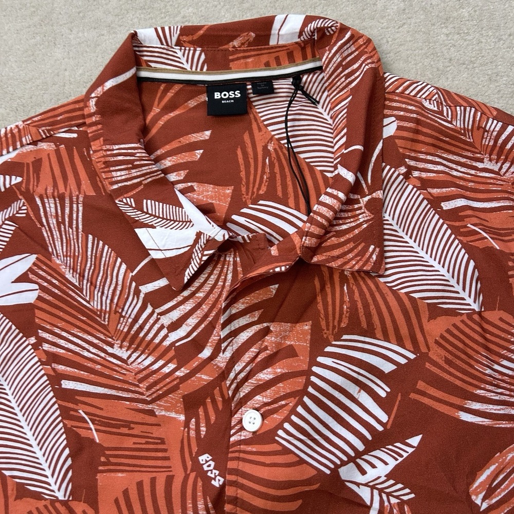 Hugo Boss Beach Camp Shirt Men's Small Button Down Hawaiian Viscose Relaxed